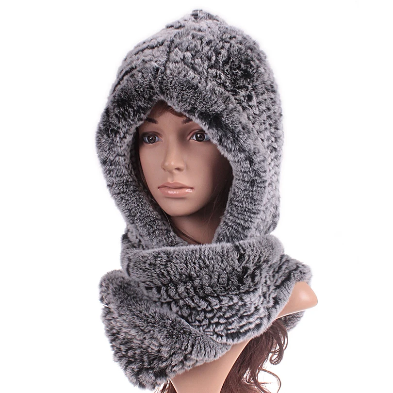 High Quality Fashion Hats Warm font b Winter b font Women Rex Rabbit Fur Ring Scaves