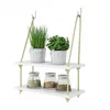 Contemporary Wood decorative Hanging String Pine Rope ladder Shelf