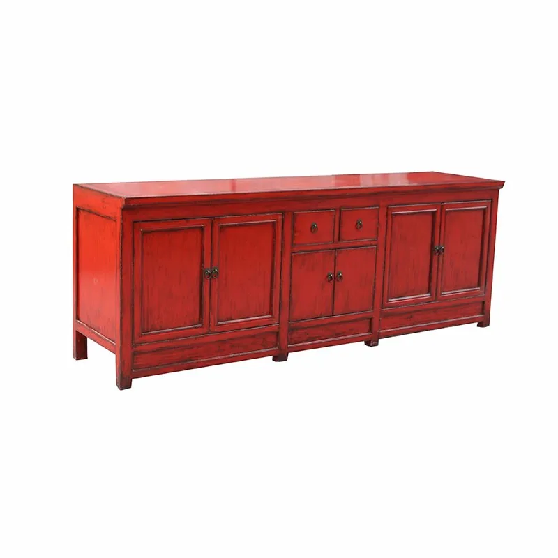 Wholesale Reclaimed Solid Wood Furniture Antique Distressed Red