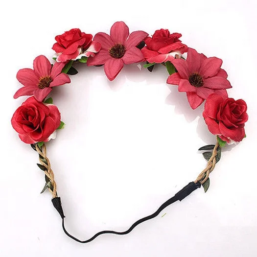 Shengyuze Bohemia Rose Flower Headband Bride Festival Wedding Garland Crown Hairband - roblox rose lapel pin