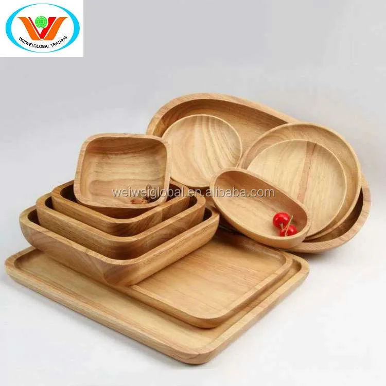 11 Pcs Wooden Salad Vegetable Fruit Bowls,Trays,Plates,Tableware