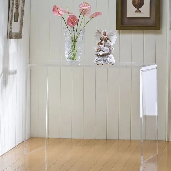 Wholesale Customized Clear Acrylic Long Narrow Console Table Buy Acrylic Waterfall Console