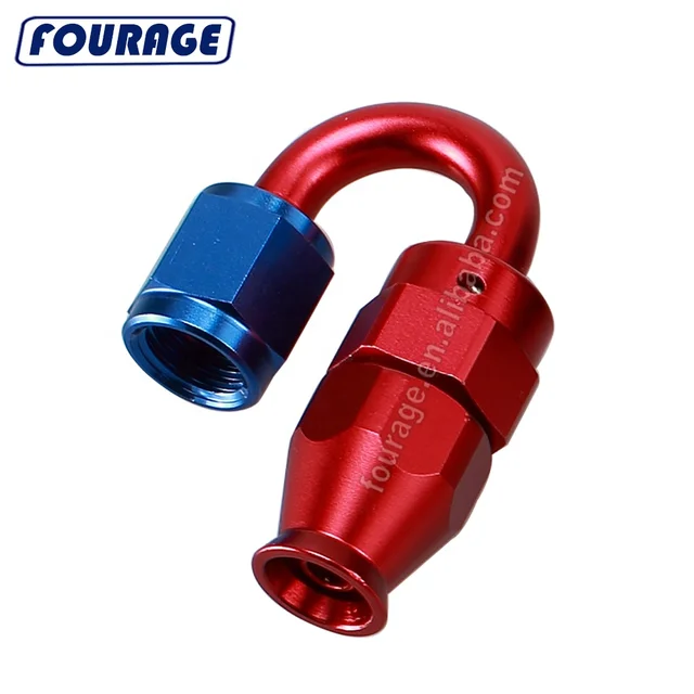 8 AN Fuel Line Hose Fitting 120 Degree AN8 Female to AN8 Hose End One Piece Full Flow Swivel Pipe Connector Red Blue Aluminum