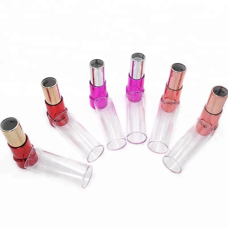 Clear Lipstick Tube Container Custom Logo Unique Colorful Plastic Round