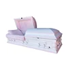 MFW-047 Solid poplar pink casket funeral supplies with embroidered rose casket interior lining