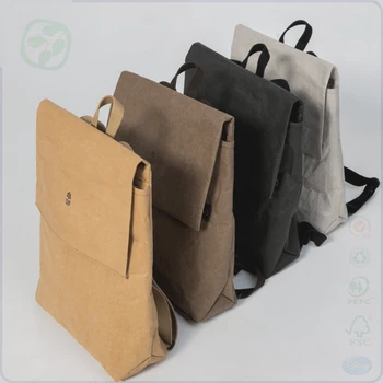 Urban Backpack Brown Laptop Kraft Washable Paper Vegan Ecobag Product On Alibaba