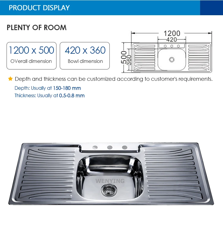Rectangle Stainless Steel Sink Polish Steel Hand Washing Sink Onepiece