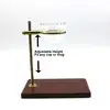 Adjustable Height Brass Pour Over drip Coffee Stand with Wood Base