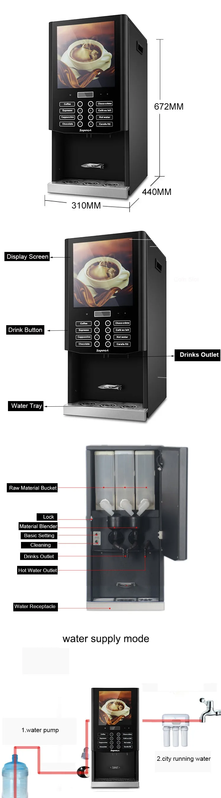 7 Different Kinds Mini Commercial Fully Automatic Coffee Vending