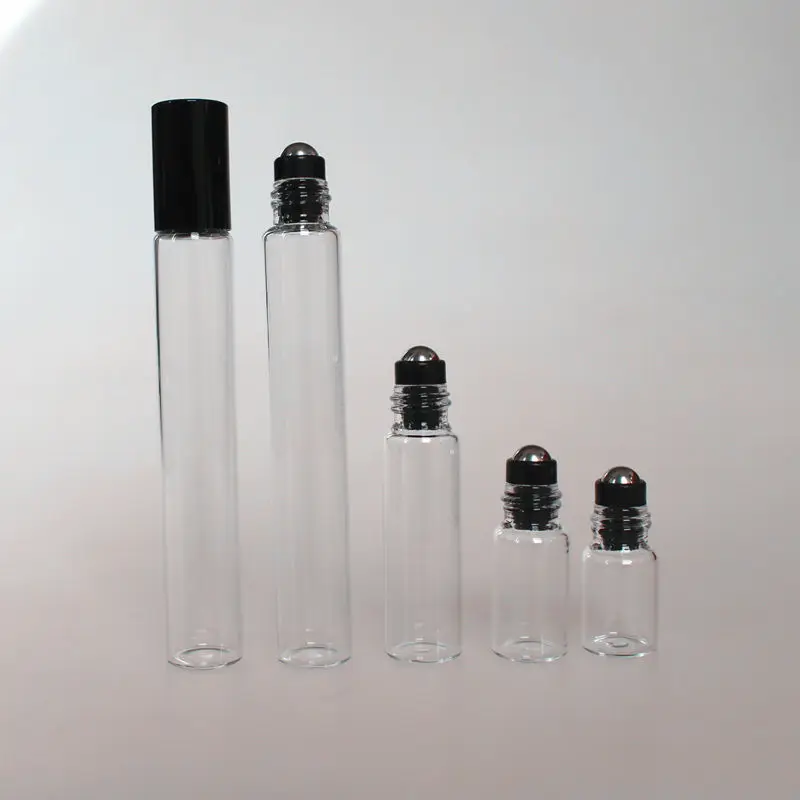 Rolo de Vidro Transparente na Garrafa de Vidro Garrafa de Óleo Essencial de Vidro Amostra de Ensaio Lote ml 2 3 5 10 Âmbar Fino Frascos 50 Pçs - 1 3 Beleza e saúde