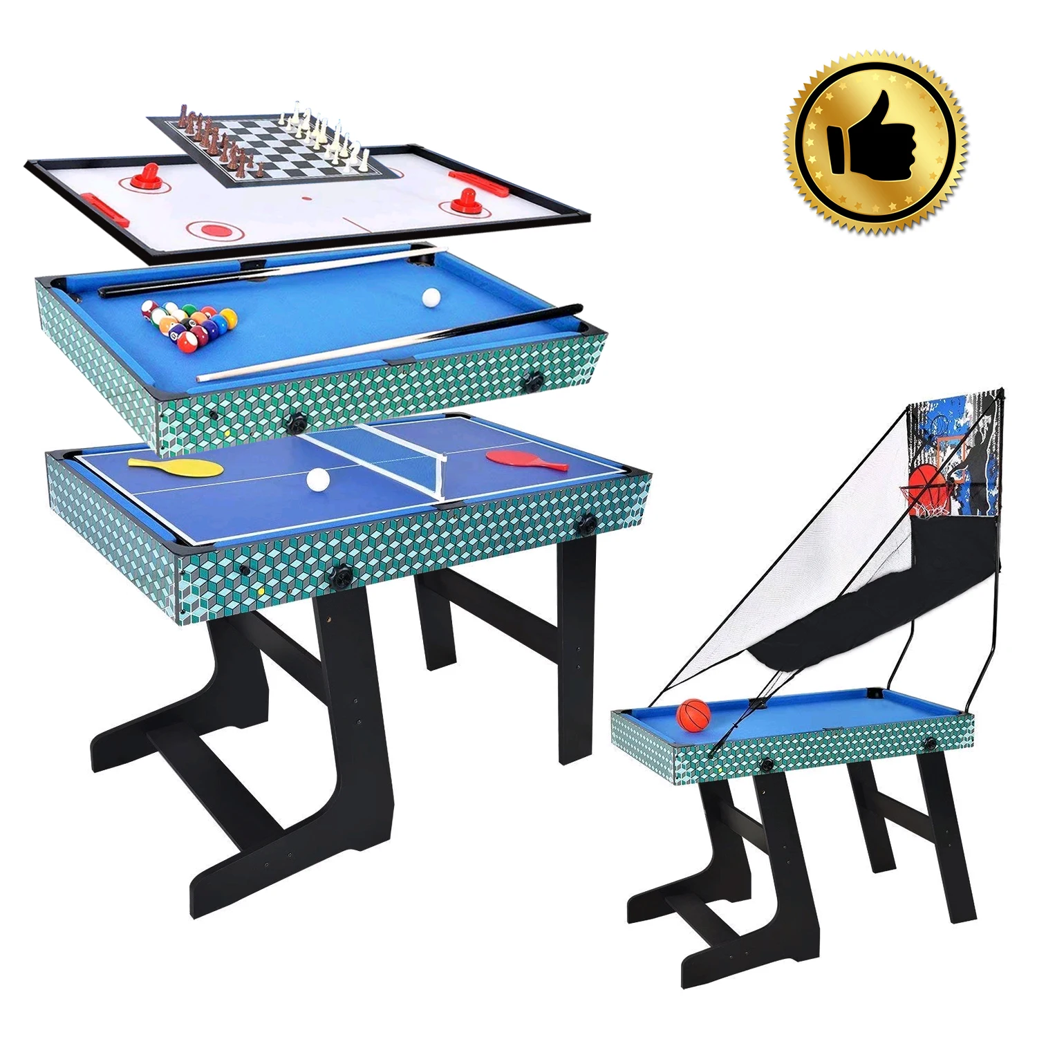 5 in 1 MDF/PB air hockey &amp; table tennis &amp; basketball &amp; billiard 3.5ft Games Table