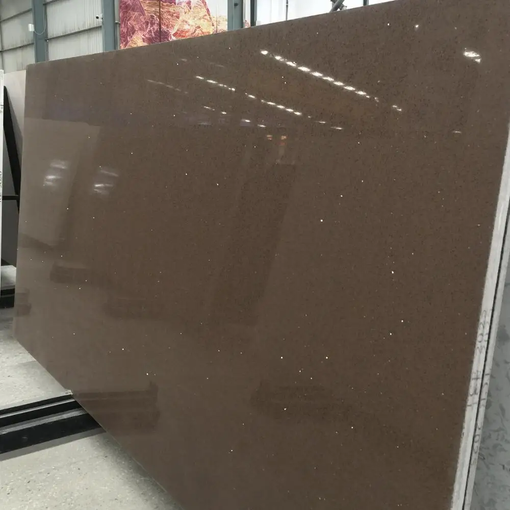 Engineered stone brown quartz slab price