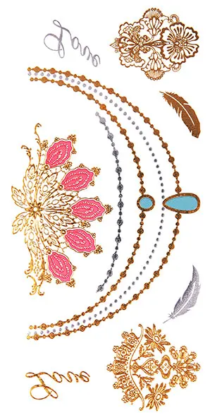Ladies Gold And Silver Metallic Temporary Tattoo Sticker