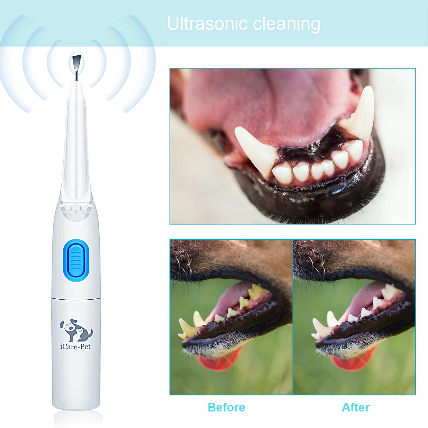 Dog Toothbrush Ultrasonic Toothbrush Dental Calculus Teeth Cleaner LED Light Home & Clinic Use Electric Dog Toothbrush