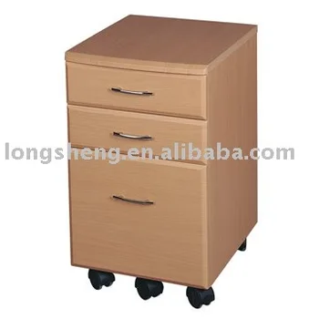 Movable And Flexible 3 Drawers Lateral Wood File Cabinet In Beech