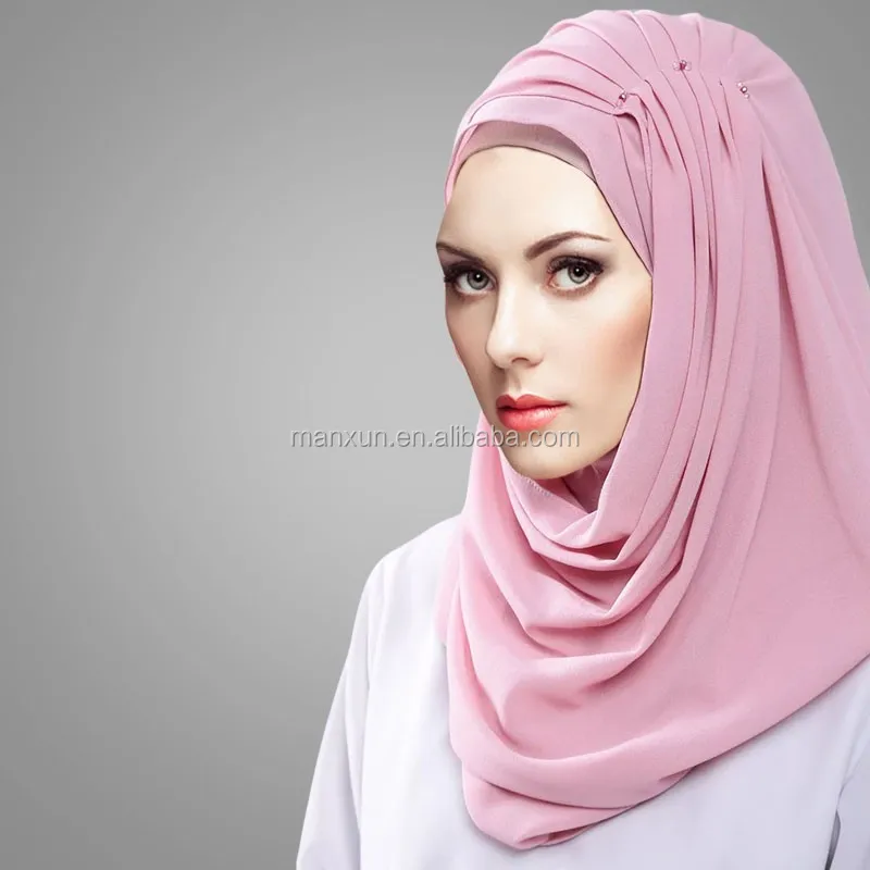 Muslim Hijab Cap Popular Latest Hot Women Hijab Islamic Chiffon Scarf Malaysia Jewelled Hijab 2836