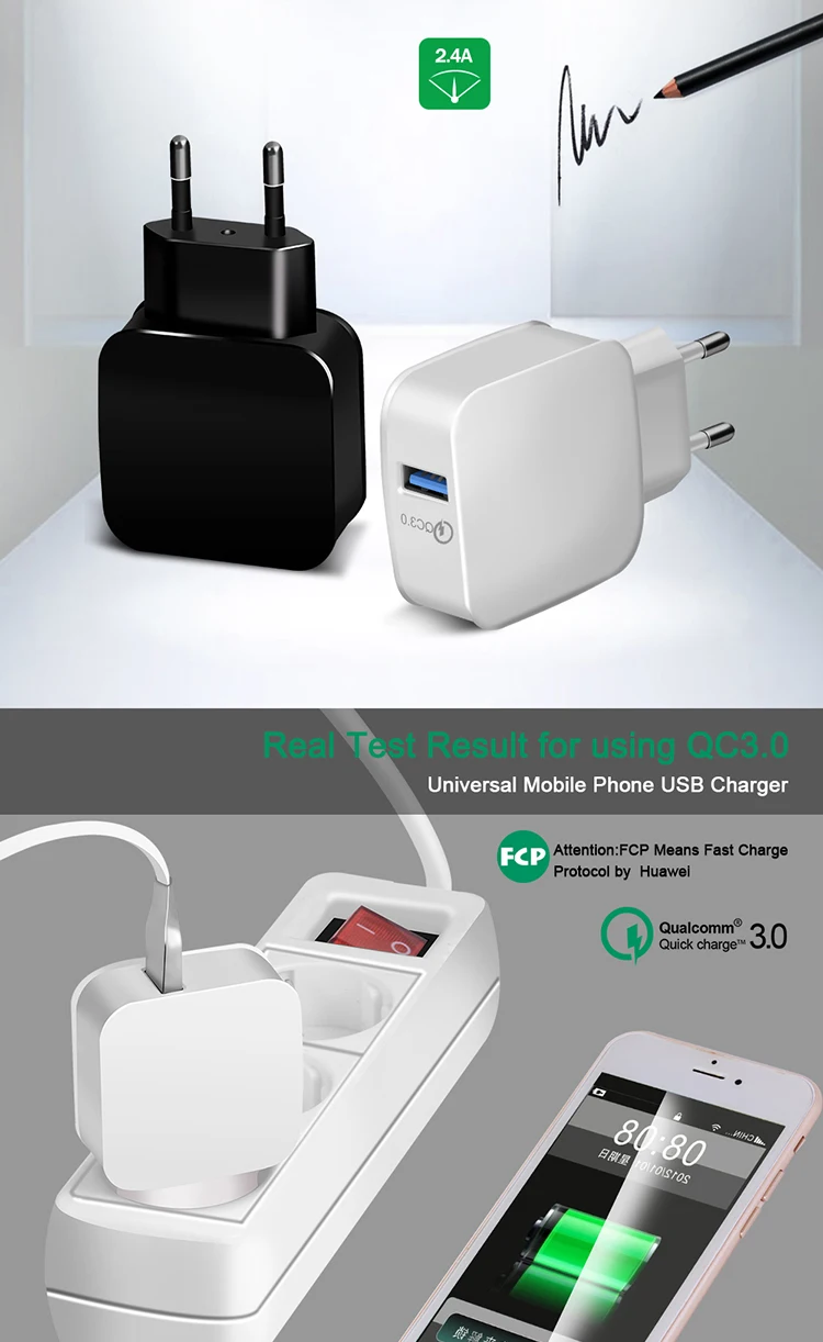 QC 3.0 Turbo Wall Fast Charging Adapter Mobile Phone Charger For iphone X Samsung Xiaomi mi9 USB Charger Quick Charge 3.0