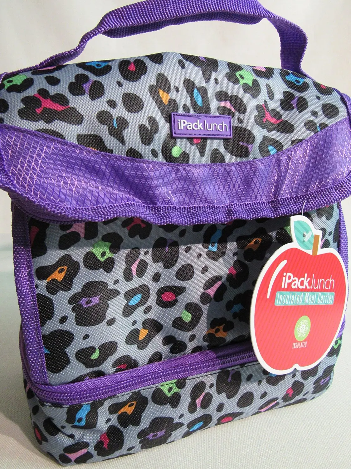 Ipack Lunch Insulated Meal Carrier 2 Compartment Bag Tote Ipack Lunch Insulated Meal Carrier 2 Compartment Bag Tote Purple Cheetah Print