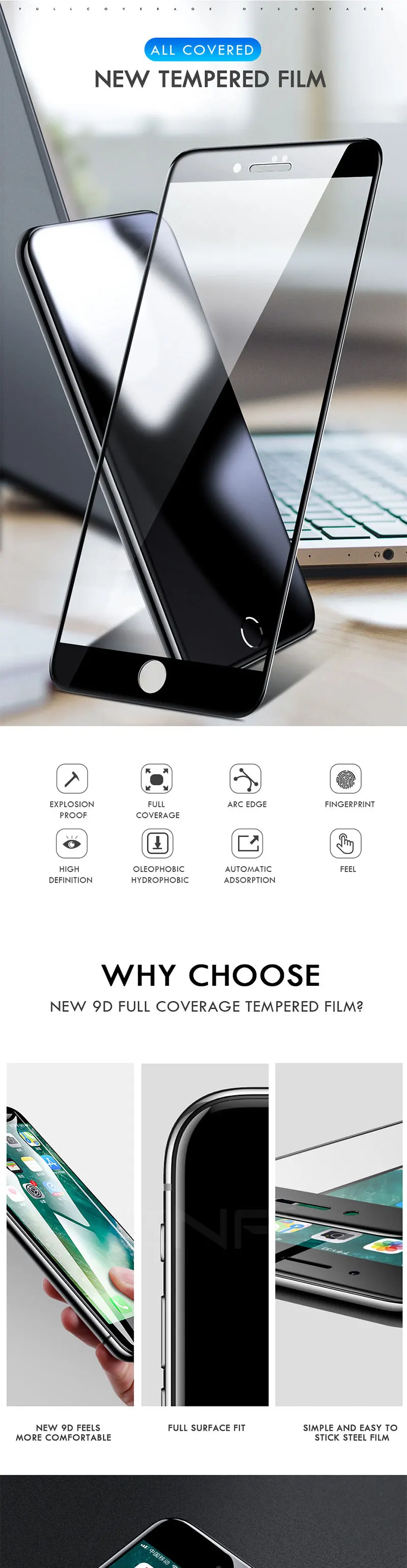 9D Protective Glass for iPhone 7 Screen Protector iPhone 8 Xr Xs Xs Max Tempered Glass for iPhone X 6 6s 7 8 Plus Xs Glass