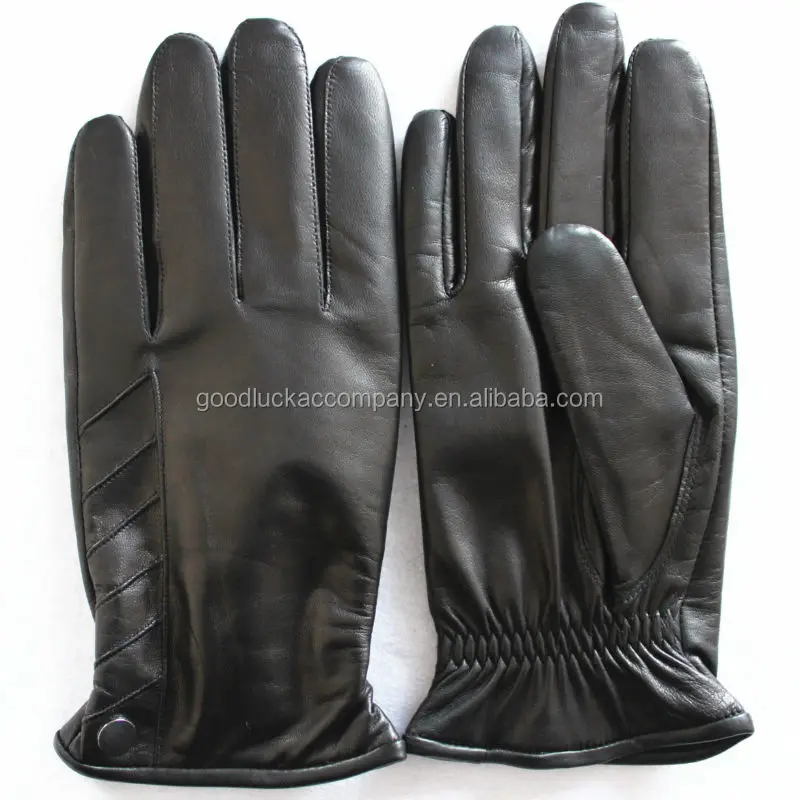 Winter gloves black sheep skin color tight leather gloves