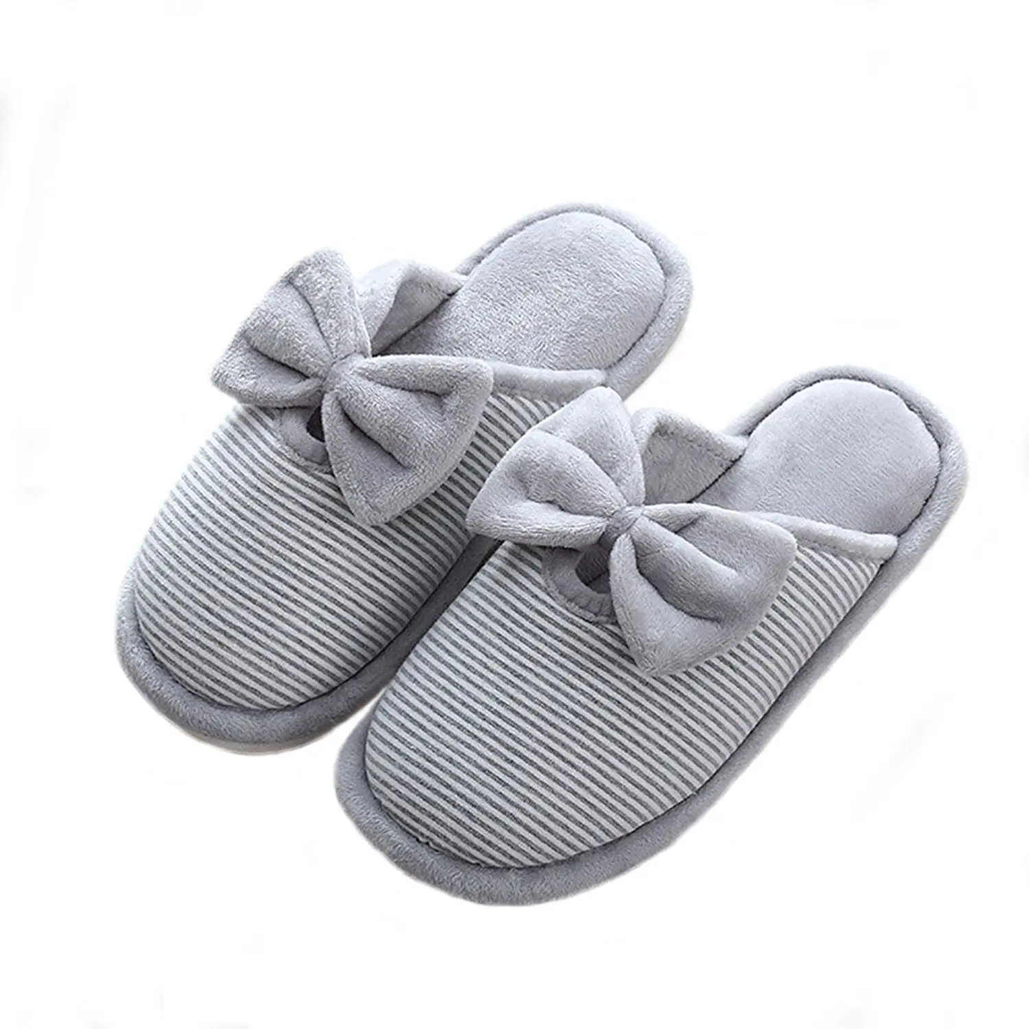 Liangcheng Winter Women's Lovely Bowknot Home Cotton Slipper Men's Indoor Cozy Warm Indoor Slipper