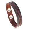 Black And Brown PU Leather Computer Embroidery Bracelets With Snap Button Wrap Bracelet Bangle For Women Men Jewelry