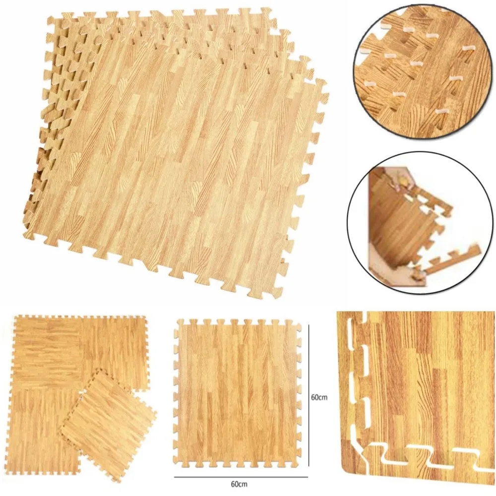 Linyiqueen Wood Grain Eva Foam Interlocking Puzzle Floor Mat Foam Floor