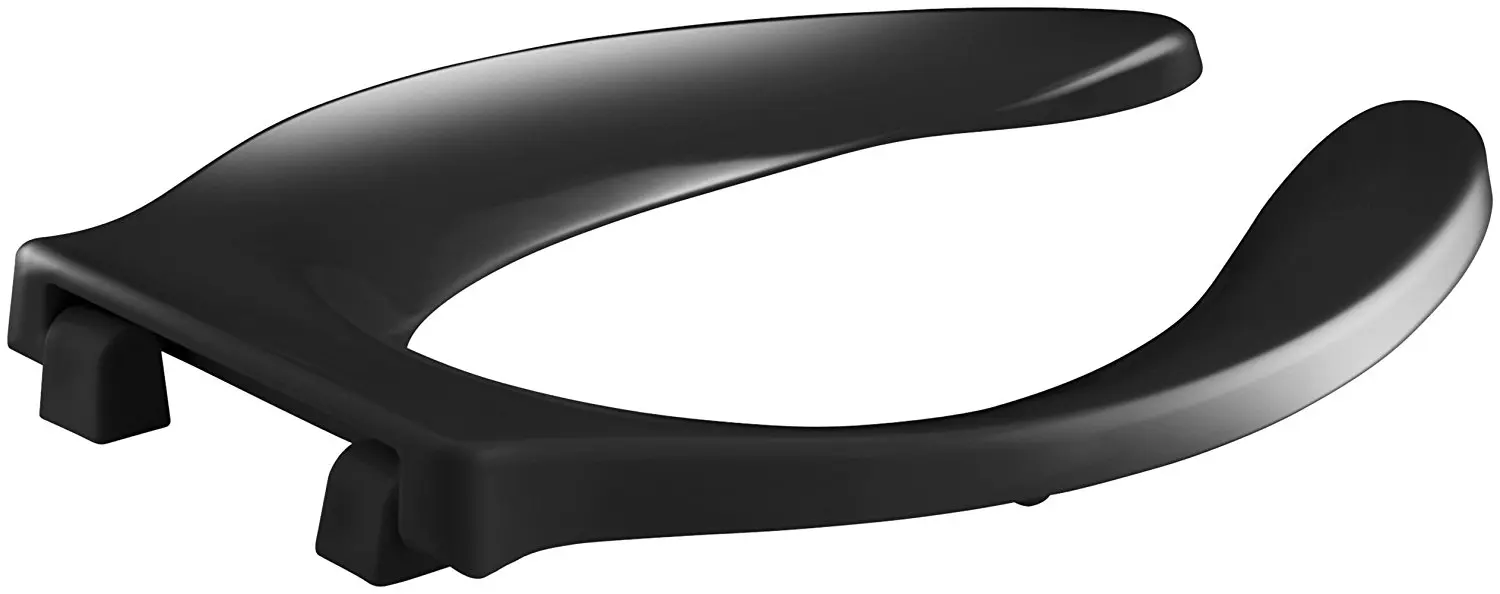 KOHLER K-4731-SC-7 Stronghold Elongated Toilet Seat with Self-Sustaining Check Hinge and Integrated Handle, Black Black