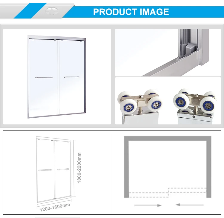 Frameless Tub Sliding Glass Rotating Hinge Shower Door