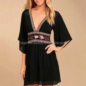 black mexican style dress