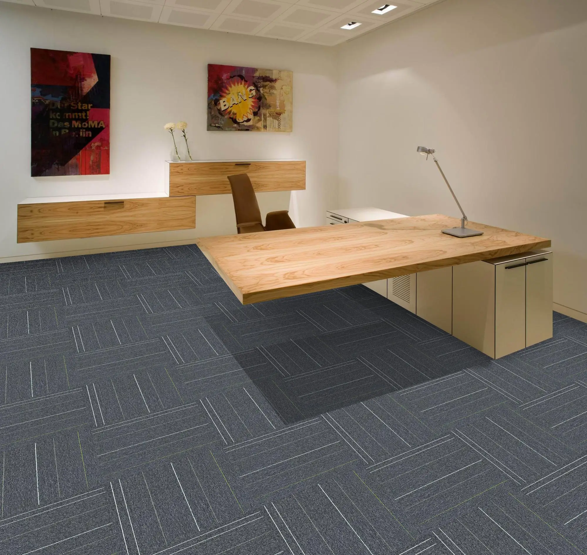 Modern Design Office Carpet Tile Nylon /PP Solution Dyed 50x50cm