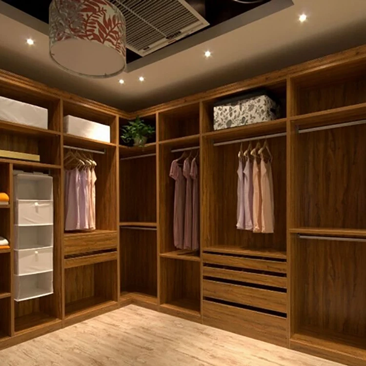 الحديثة تصميم غرفة نوم خزينة ملابس خشبية المشي في خزانة الخزائن