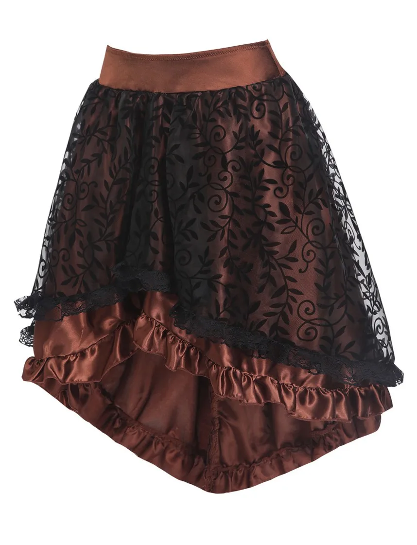 Атласная коричневая юбка. Стимпанк юбка. Готическая юбка.