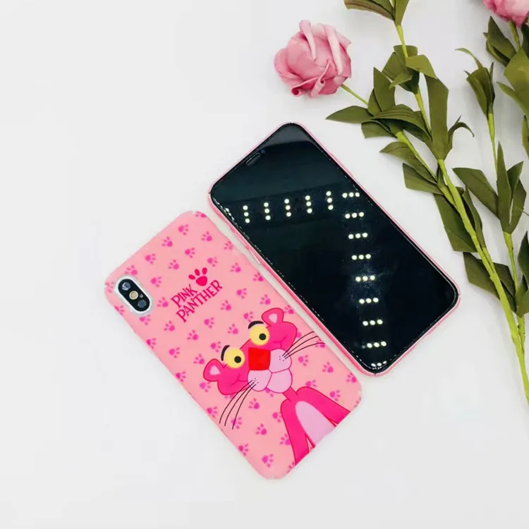 Custom Water Transfer Print Phone Case for iPhone X , For iPhone 8 Hard Case Pink Panther