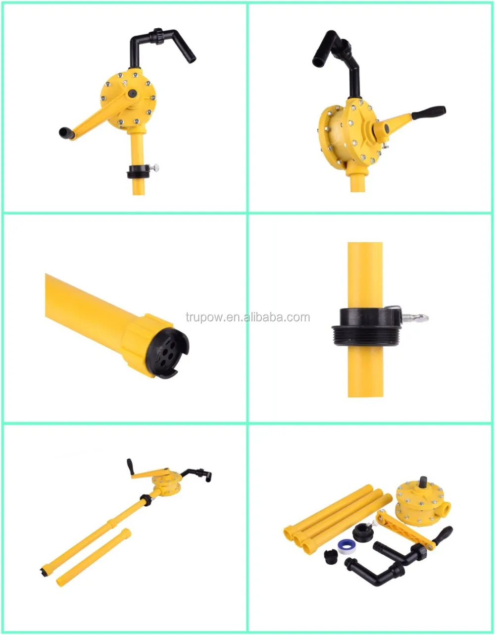 China Supply Chemical Resistant Plastic Rotary Hand Barrel Drum Pump