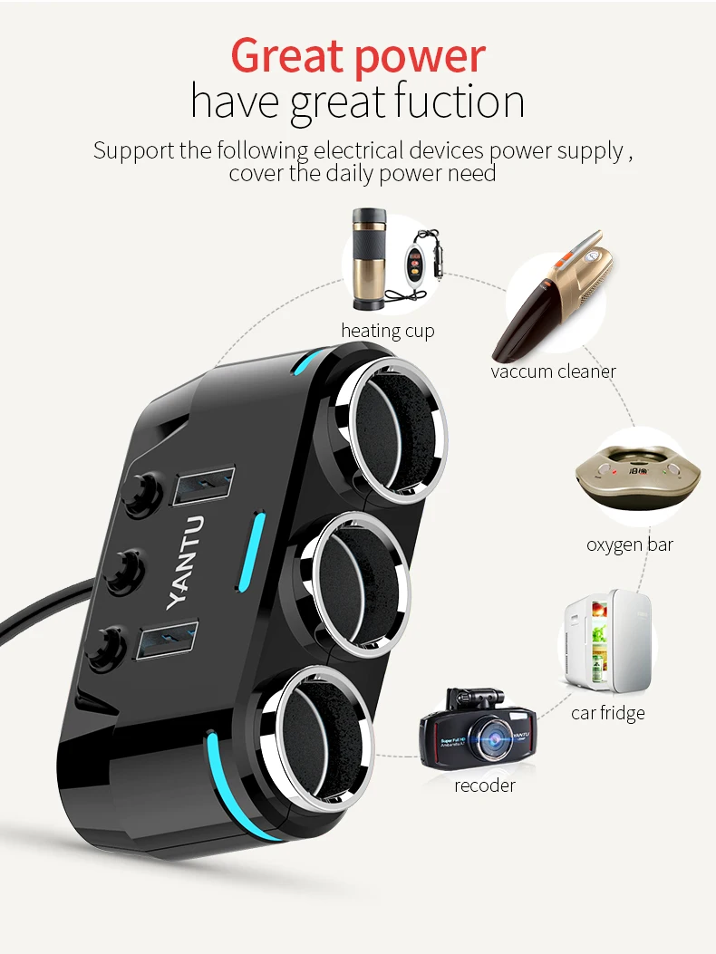 Yantu B39 Plastic Wired 100w 12v Remote Control Usb Car Charger Buy