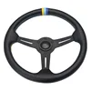 Tuning 3 spoke wheels 350mm 14inch black Genuine leather racing drift Deep Corn volante sports steering wheels for cars