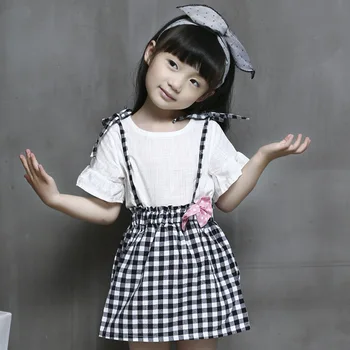 B21202a Korea  Little  Girls  Fashion  Cotton Short Sleeved T 