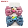 Maya New Design Fashion Fabric Ladies Women Girls Glitter Bow with Fluffy Ball Hair Clips