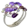 Silver Plated Rhinestone Flower Fashion National Style Enamel Glaze Frog Cuff Bangle