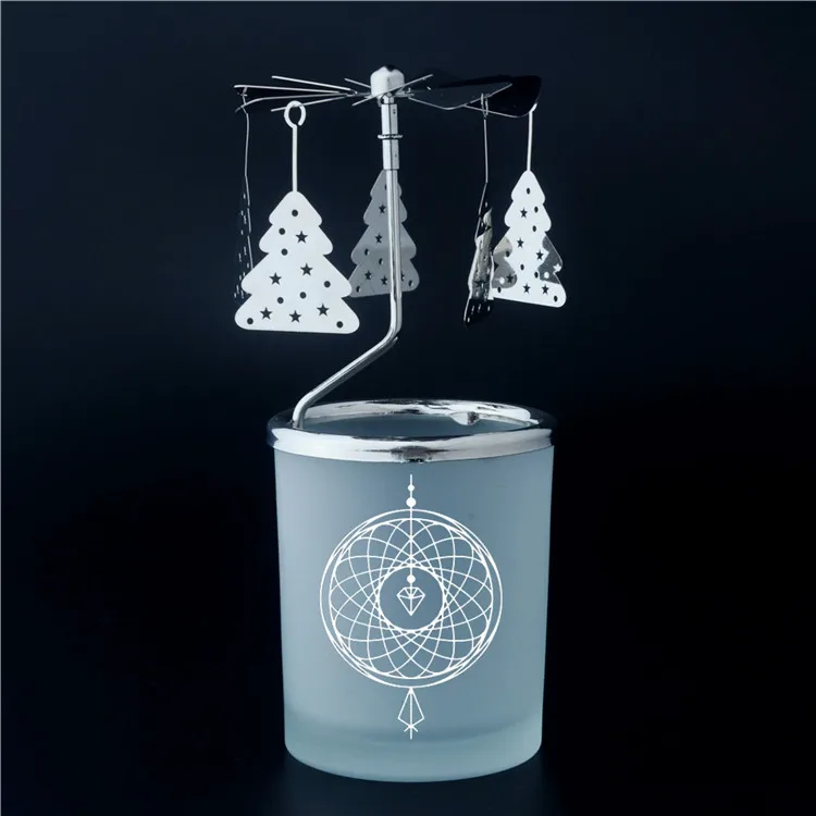 Scandinavian Style Carousel With Christmas Tree Spinning In Frosted