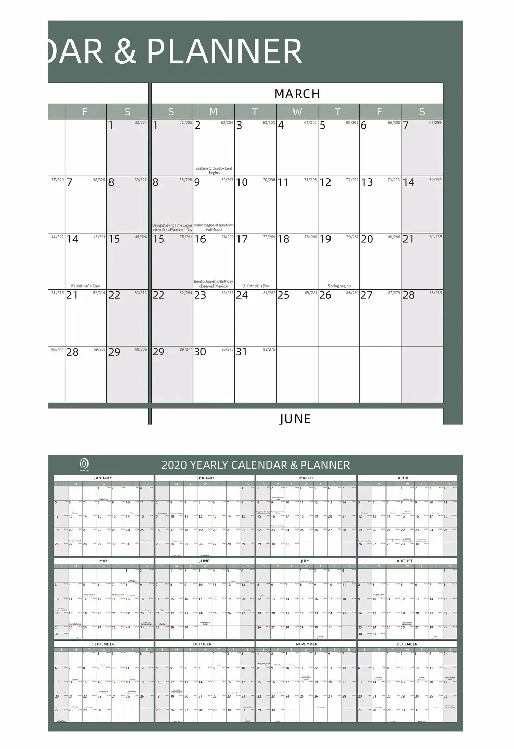 021 10b1 Laminated 2 Sided Custom 365 Day Calendar Yearly Calendar Wall