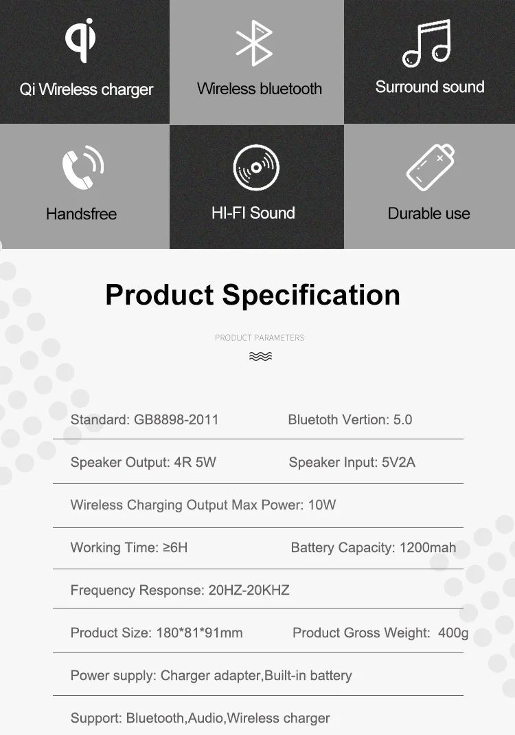 LAIMODA 2019 New design Three in one 3in1 Portable Holder qi Wireless phone charger Bluetooth Speaker with 1200mAh Power Bank - ANKUX.COM
