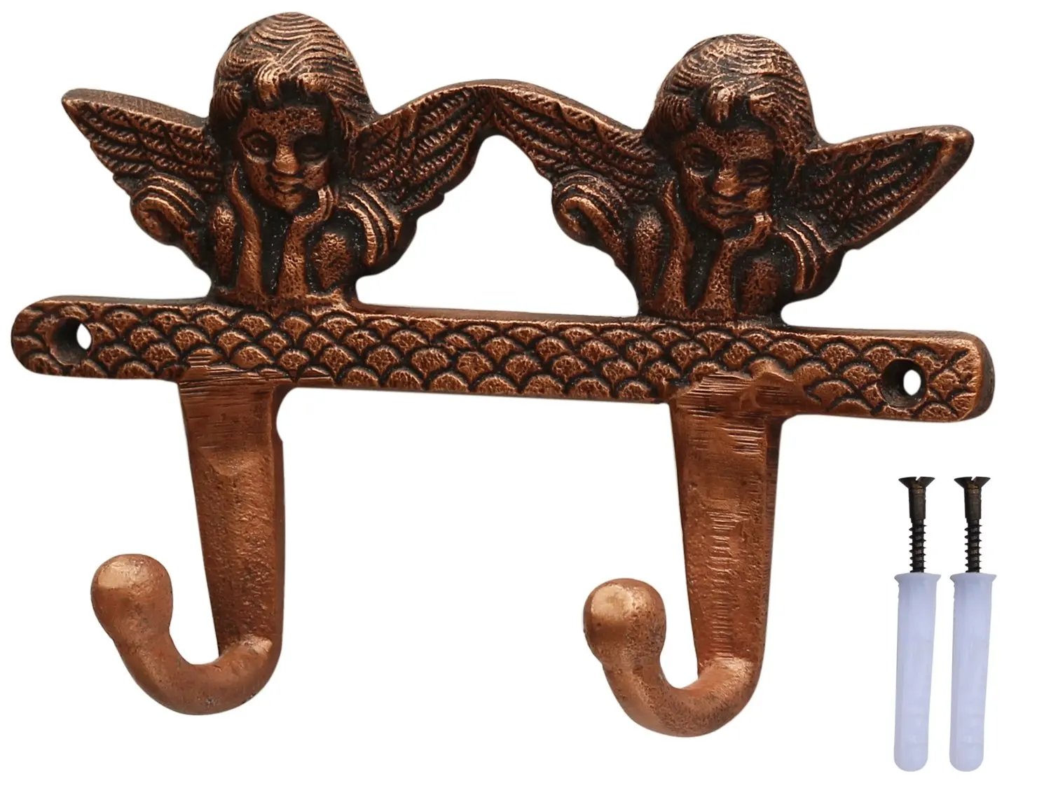 SouvNear Double Cherubs Hooks - 7.5 Inches Vintage Victorian Wall Mounted Hook - Heavy Duty Metal Hook/Hanger for Hanging Keys, Coat, Hat, Umbrella - Wall Decorations