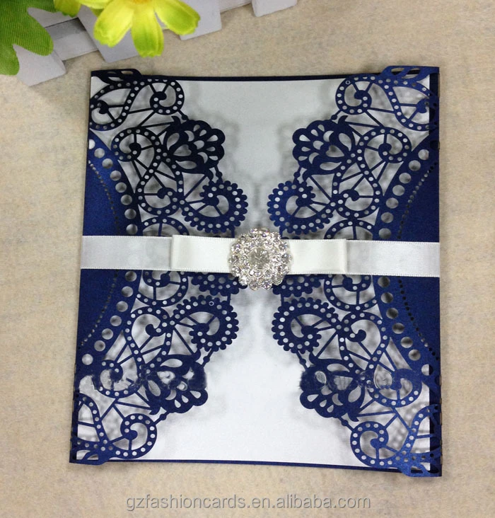 Azul Marino Doily Troquelado Láser Invitaciones ...
