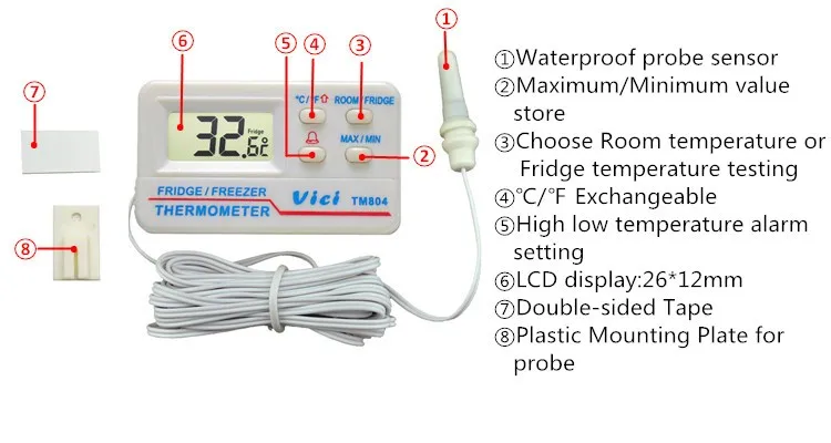 Tm804 Pequeña Pantalla Lcd Digital Termómetro Para Habitación De Bebé