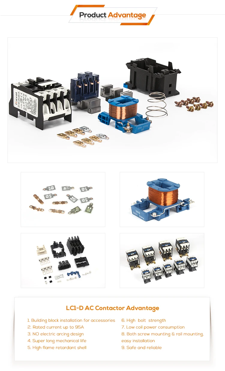 Free Sample Cjx2 LC1 Three Four 3P 4P Phases Poles High Quality Brand Types of Ele Magnetic AC Contactor for Controlling Motor!