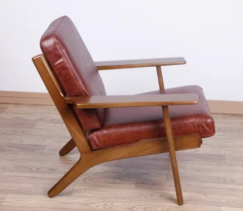 Wood And Leather Lounge Chair