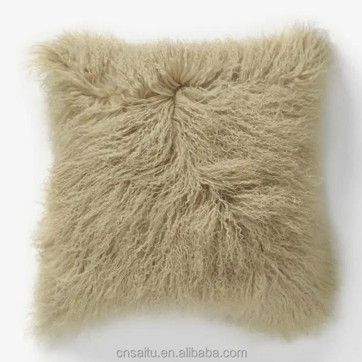 pink mongolian fur cushion