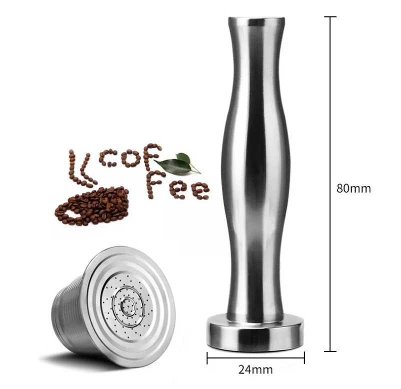 Reusable Stainless Steel Coffee Pod Coffee Capsule with tamper